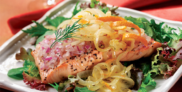 Chilled Salmon Salad with Citrus Onions